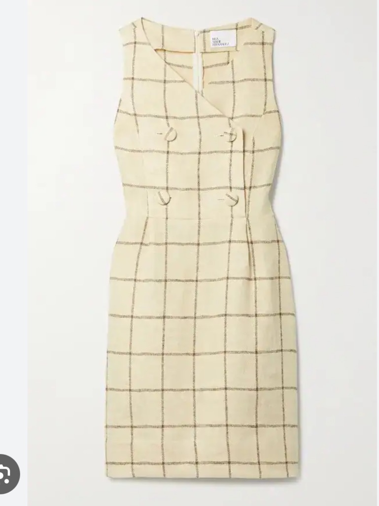 Lisa Marie Fernandez | Double-Breasted Checked Linen-Blend Dress | Used Once